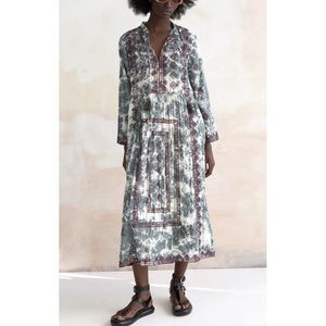 ZARA Tie Dye Embroidered Boho Kaftan Dress